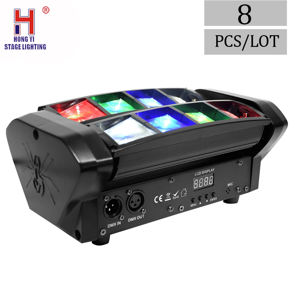 

Moving head led spider light 8x6w mini beam moving head rgbw dmx512 good quality for party home nightclub dj event 8pcs/lot