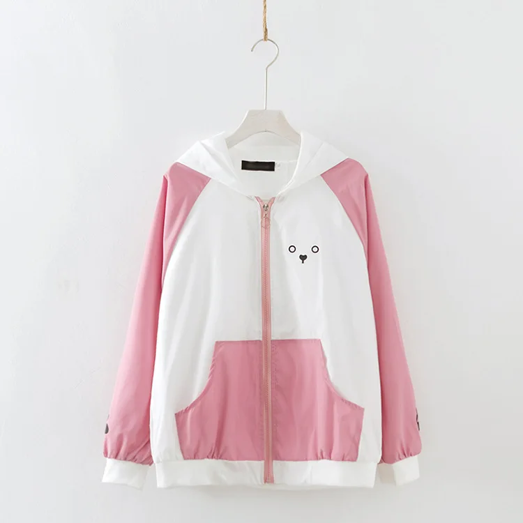 

S23911 Autumn New Style Mori Girl Line Soft Meng Sister Embroidered Hooded Long-sleeved Coat Women's Loose-Fit WOMEN'S Jacket