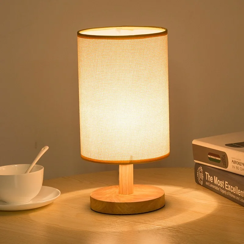 

Simple Modern Warm Fabric Decorative Table Lamp Bedroom Study Bedside Solid Wood Gift Night light Table Lamps for Living Room