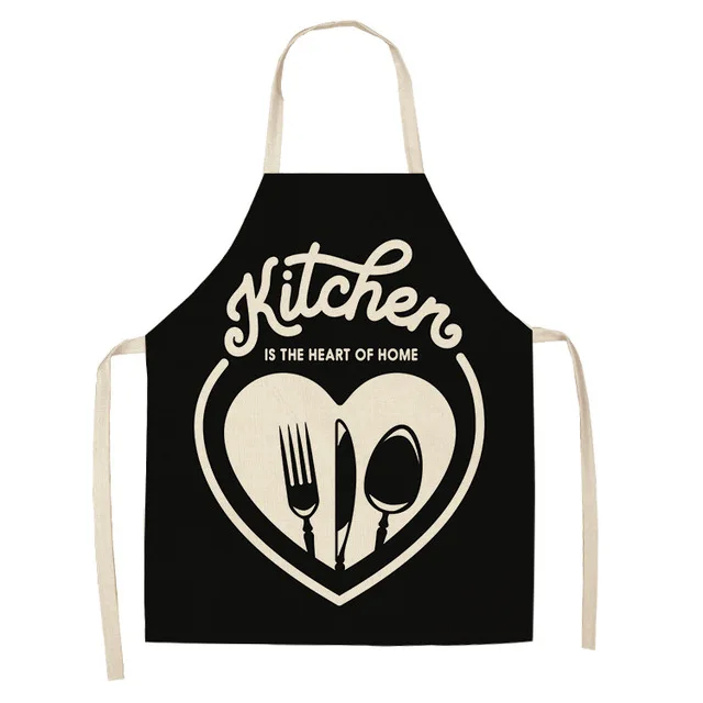 Black and White Pattern Aprons Kitchen Aprons Woman Decor Cotton Linen Sleeveless Apron Cooking Baking Waist Bib Tool WQCN31