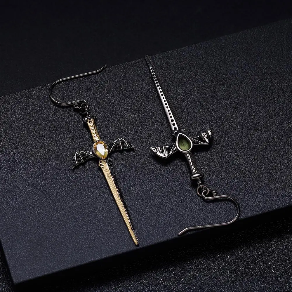 GEM'S балет, винтажный меч с крылом, висячие серьги 0.76Ct, натуральные цитриновые серьги, 925 пробы, серебро, для женщин, хорошее ювелирное изделие