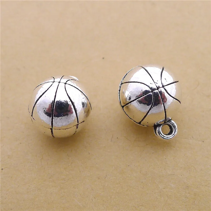 

30Pcs/lot Antique Silver Basketball Charms 14x10MM Retro Basketball Pendant Accessories for Jewelry Making