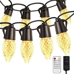 15m 20leds Christmas Fairy Lights String Remote Control C35 Strawberry Lamp for Wedding Holiday Patry Indoor Outdoor Patio Decor