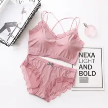 Модные женские туфли бюстгальтеры для девочек, нижнее бельё для девочек со стильным поперечным комплект с кружевным бюстгальтером, Красота задняя Поддерживающая повязка для нижнего белья Комплект