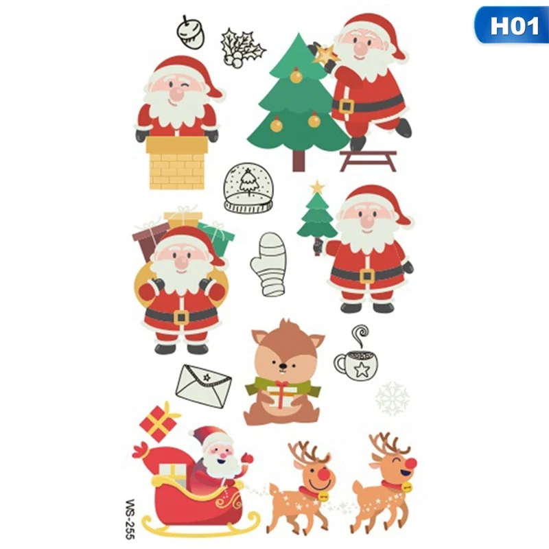 1 Sheet Luminous Kids Temporary Tattoo Sticker Fake Christmas Flash Waterproof Fashion Small Body Art For Child - Цвет: 1