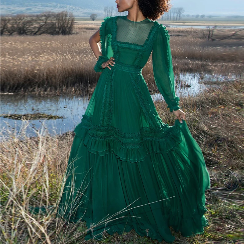 Spring Autumn Chiffon Boho Dress Women 2020