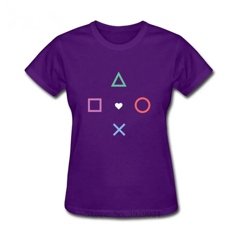 Black T-Shirts Playstation Love Games Rainbow Pattern Game Personalized Tshirts For Women Geometry Video Game Tops image 4