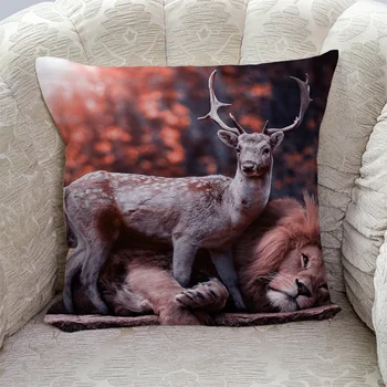 

Sika Deer And Lion Pillow Covers Cases Cushion Pillowcase Square Print