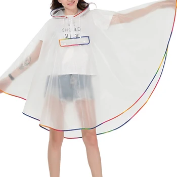 

New Fashion Quality Waterproof Reusable Plastic EVA Women Rain Cape Raincoat Men Hooded Poncho For Hiking Riding