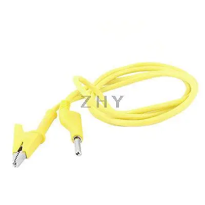 

Yellow Multimeter 4mm Banana Plug to Alligator Clip Test Probe Cable 1M Long