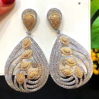 

GODKI Luxury Water Drop Nigerian Long Dangle Earrings For Women Wedding Cubic Zircon African Indian Dubai Gold Bridal Earrings