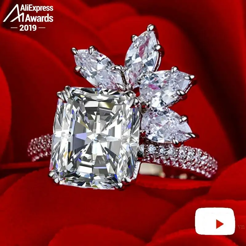 9*11mm S925 Fine Jewelry sterling silver ring Lab-created diamond Carat 4Cs wedding proposal dream | Украшения и аксессуары