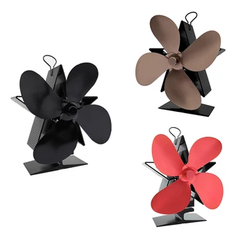 

Christmas Fireplace 4 Blades Heat Powered Stove Fan Log Wood Burner Fireplace Fan Efficient Heat Distribution