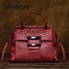 Женская сумка в стиле ретро с тиснением и цветочным рисунком, новинка, натуральная кожа, высокое качество, модные сумки через плечо из коровьей кожи