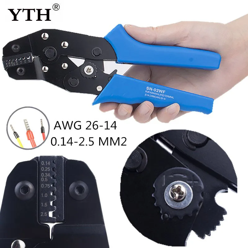 

YTH Crimping Pliers Tube Terminals Clamp SN02WF 0.14-2.5MM2 Tubular Terminal Crimper Clamps Electrical Tools Crimping Nipper