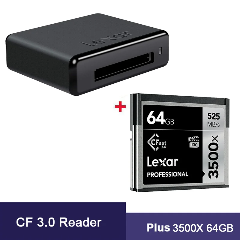 Lexar CF кард-ридер USB3.0 концентратор CompactFlash Thunderbolt 2 черный адаптер для HD/3D/4 K Видеокарта адаптер дропшиппинг - Цвет: Plus 3500X 64GB