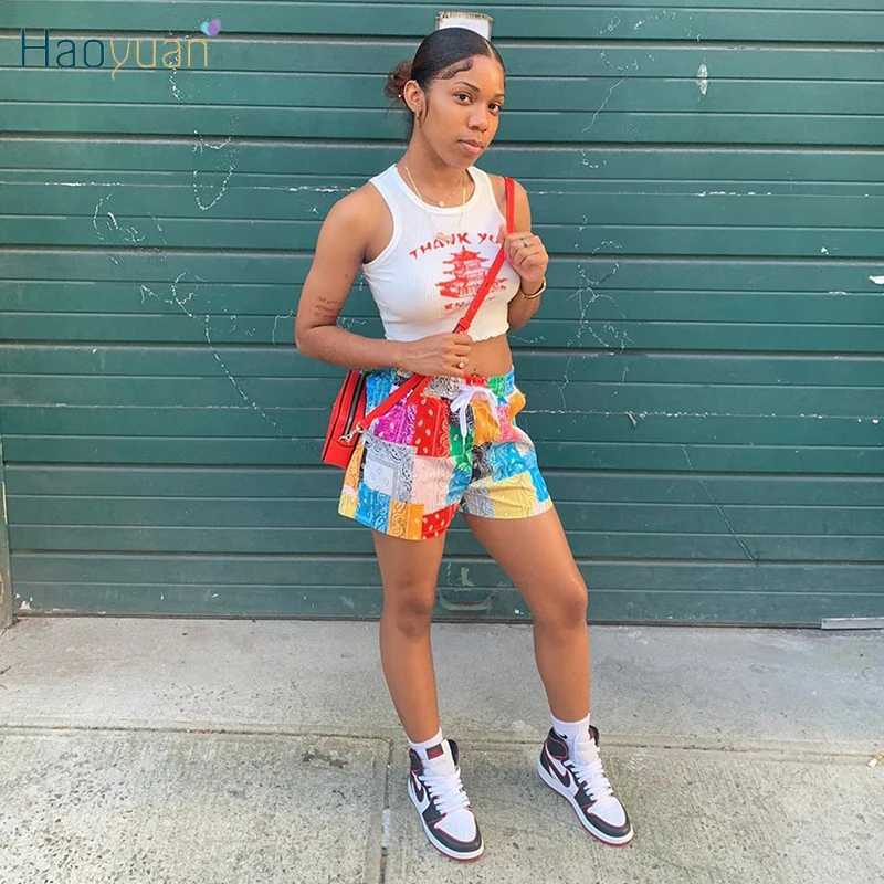 HAOYUAN Casual Bandana Shorts Plus Size 