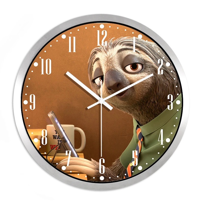 Silver 5 Сумасшедшие животные Город часы мультфильм полиция прекрасный гостиная украшения часы Личность Творческая детская комната немой часы - Цвет: Silver 5