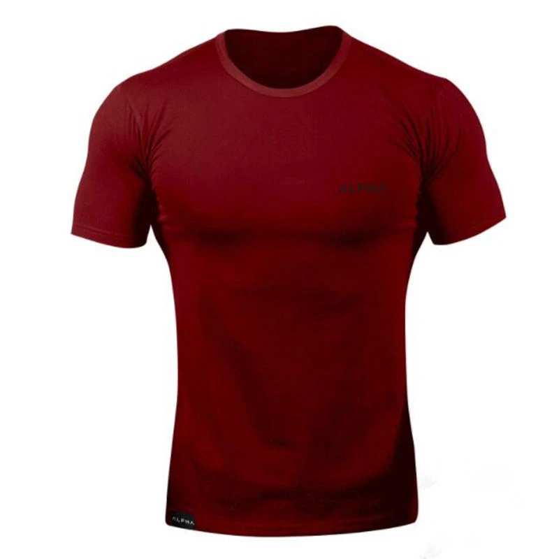 Новая брендовая одежда, облегающая хлопковая футболка для мужчин s alpha, футболка для фитнеса, Мужская футболка для тренировок, мужские летние футболки для фитнеса