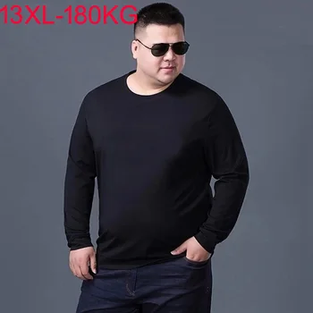 autunno inverno Uomo donna T-shirt Manica lunga Taglia grande 8XL 9XL 10XL 13XL T-shirt di grandi dimensioni Biancheria intima per la casa Top larghi in cotone nero 1