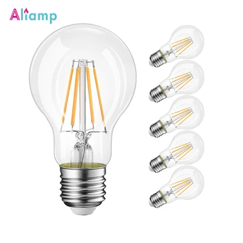 

LED Light Ball Bulb Edison Screw Filament A60 Lamp E26 E27 4/6/8W Equivalent 20-80W Clear Incandescent [Energy Class A++] 6PACK