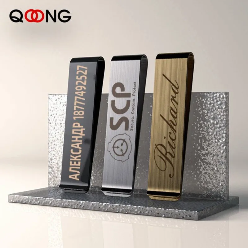 Custom Lettering Stainless Steel Slim Pocket Credit Card Money Clip Holder Metal Long Size Men's Wallet Bill Clip Moneyclip