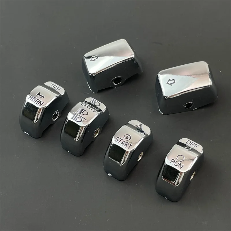 Moto Chrome Black Hand Control Button Housing Cap Switch Cover Per Harley 14-Later Xl, 12-17 Dyna ,11-15 Softail Fat Boy
