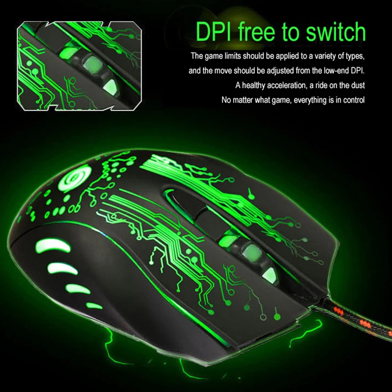 K1013 игровая мышь 3200 dpi, 6 кнопок, USB, профессиональная оптическая проводная мышь, цветная подсветка, офисные Мыши для ПК, ноутбука, компьютера