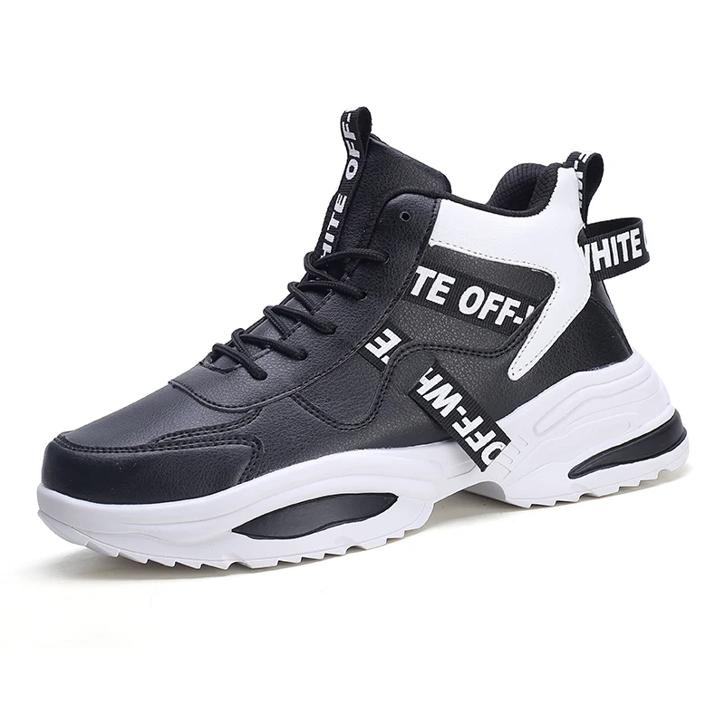 New High Quality PU Leather Sneakers For Couple Men Running Shoes Outdoor Walking Sport Shoes Soft Sole Non-slip Shoes Men