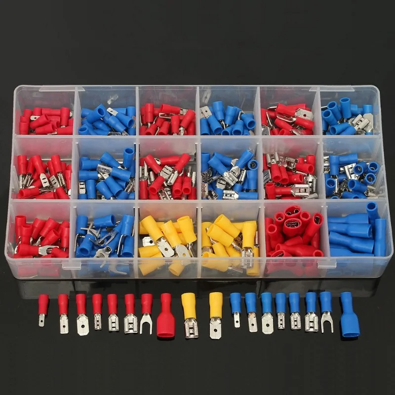 280/300/330PCS Insulated Cable Connector Electrical Wire Assorted Crimp Spade Butt Ring Fork Set Ring Lugs Rolled Terminals Kit