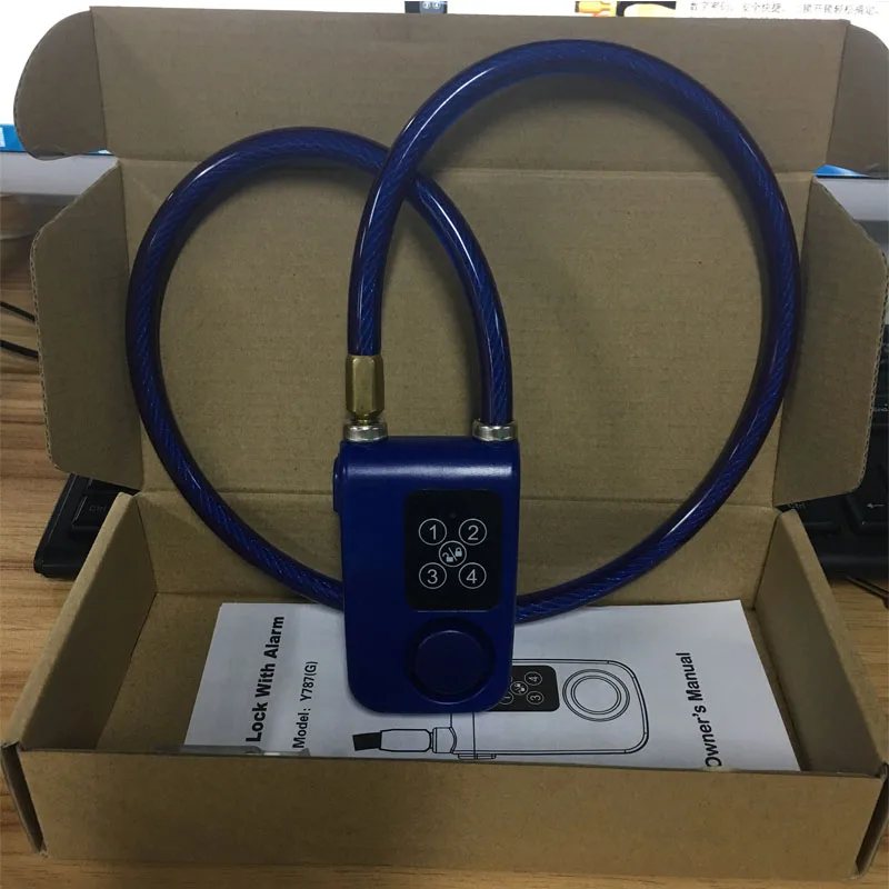 Y787 Smart Alarm Lock Anti-Theft Chain For Bike Gate Blue Electric Door Spiral Four-digit Passwords alarm lock