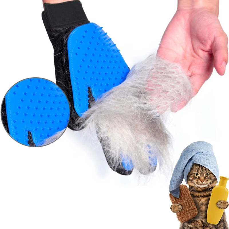 Perros gatos acicalamiento guantes, suministros para mascotas, perro de pelo Deshedding peine cepillo guante para cinco dedos de masaje limpieza Productos 35