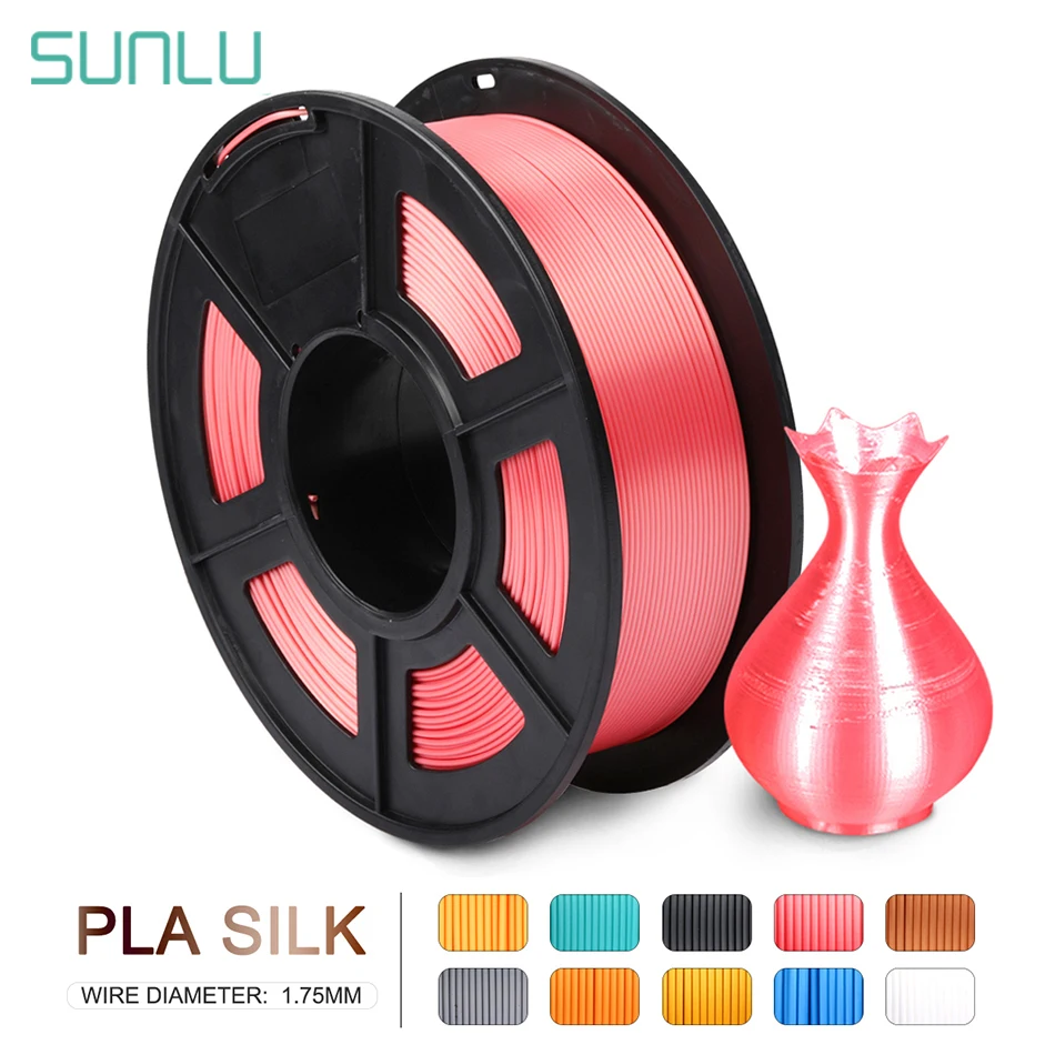 

SUNLU Silk Filament No Tangle Winding 1.75 PLA Filament Silk Texture 3D Printing Filament 1kg Plastic PLA