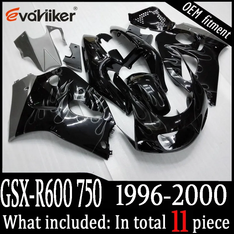 Заказной обтекатель для GSX-R600750 1996-2000 ABS пластик мотор обтекатель комплект черный+ подарки