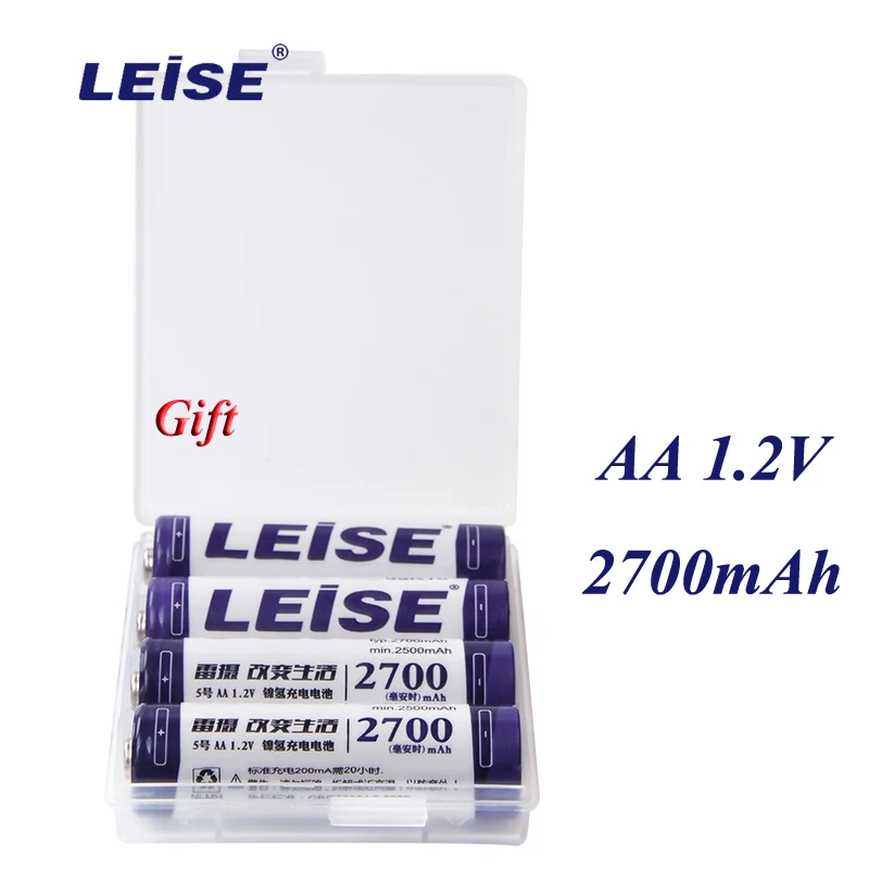 Leise 4 шт. в партии AA 2700mAh аккумуляторная батарея 1 2 V nimh батареи с чехлом для пульта