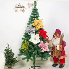 1 шт., Рождественская искусственная Роза, блестящая пуансеттия, искусственные цветы, сделай сам, для дома, свадьбы, рождественской елки, украшение для дома, navidad