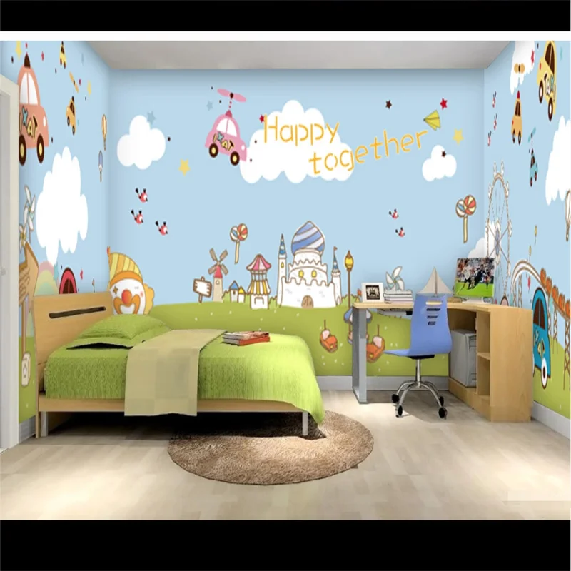 Custom wallpaper mural happy children's fun amusement park children's room background wall interior decoration painting