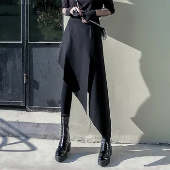 

Irregular Split Skirt Women Fashion New 2020 Winter Black Irregular Elegant Small Fresh Casual Pleated Skirt B850