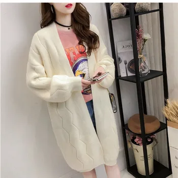 

Sweater Jacket Mid-length Loose-Fit Knit Cardigan Women's Autumn And Winter 2019 New Style Women's Spring Women's Korean-style L