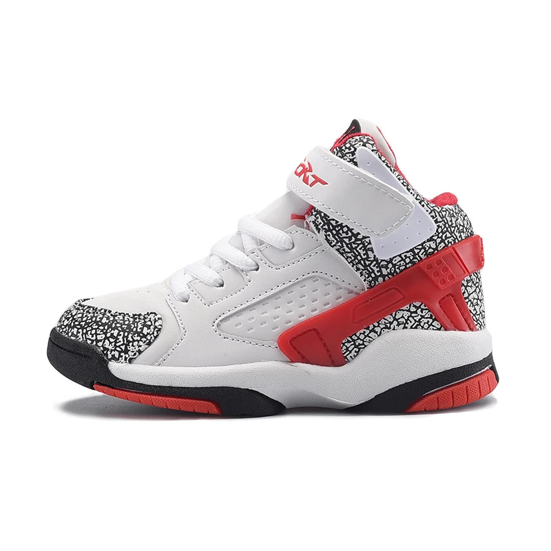 white-red Детские кроссовки для мальчиков Jordan, Баскетбольная обувь, обувь для бега, высокие детские спортивные ботинки, дышащие Нескользящие уличные кроссовки - Цвет: white-red