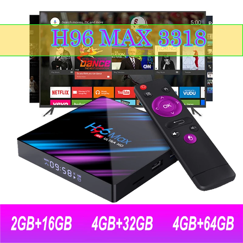 H96 MAX RK3318 Smart tv Box Android 9,0 4 Гб ОЗУ 64 Гб ПЗУ медиаплеер 4K WiFi 2,4G/5G Google Netflix YouTube H96MAX телеприставка