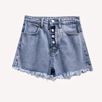 

Summer New High Quality Raw edge Denim Shorts Women Korean Loose High waist Jean Shorts Fashion Vintage Ladies Hot Pants G144