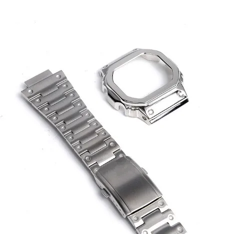 Sliver set Ремешок для наручных часов браслет подходит для часов DW5600 DW5610 GMWB5000 GW5600 серия из нержавеющей стали - Цвет ремешка: Sliver set