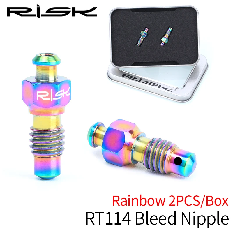 RISK сверхлегкий титановый сплав винт для велосипеда масляный дисковый тормозной зажим MTB дорожный тормозной суппорт для велосипеда болт для SHIMANO все серии масляная трубка - Цвет: Bleed Nipple-Rainbow
