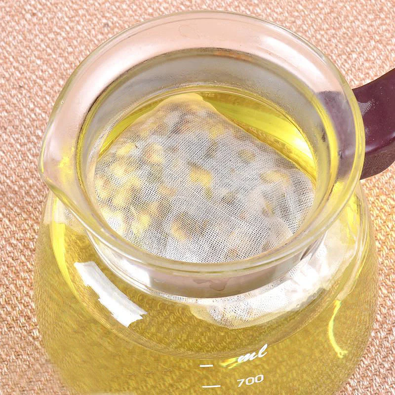 

10x Empty TEABAGS Cotton Drawstring Heat Seal Filter Herb Loose Tea Bag Reusable