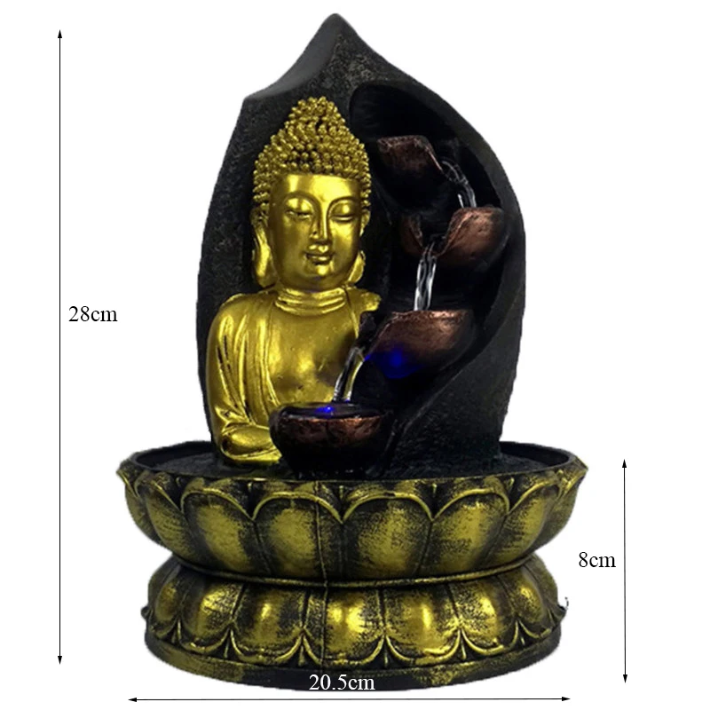 Основание лотоса статуя Будды смолы Лаки воды бегущий фонтан фигурки фэн шуй орнамент Крытый водные ремесла домашний декор - Цвет: 20.5x28cm
