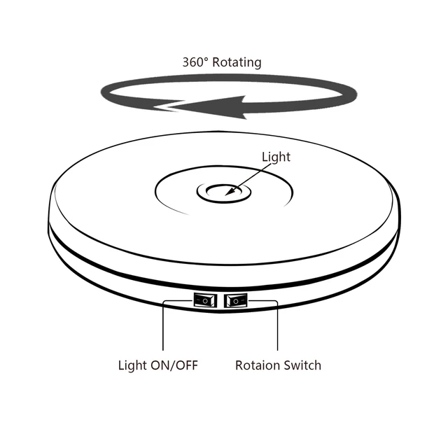 25cm Electric Turntable Rotating Display Stand LED Base 360° Rotate 8kg  Load US