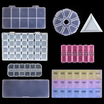 

Nail Art Storage Box Case Organizer False Tips Rhinestones Gems Beads Accessories Clear Plastic Empty Container