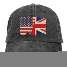 Состаренный британский и американский флаг мужские/женские регулируемые бейсболки пряжа окрашенная джинсовая шляпа водителя грузовика