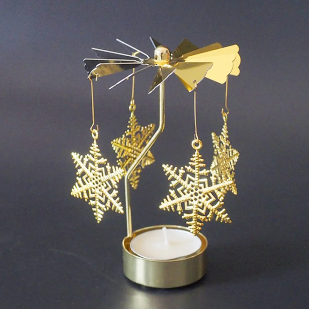 Silver Gold Candlesticks Rotating Romantic Rotation Spinning Carrousel Tea Light Candle Holder Dinner Wedding Bar Party candle holders